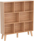 LEYAOYAO Wooden 8 Cube Book Shelf, Natural 3 Tier Bookshelf with Legs, Modern Open Storage Organizer,Boho Bookcase,Display Cabinet Shelf Free Standing Bookshelves for Bedroom,Living Room,Office by CozyNest Decor