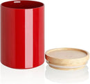 Sweejar Kitchen Canisters Ceramic Food Storage Jar, Stackable Containers with Airtight Seal Wooden Lid for Serving Coffee Bean, Flour, Tea, Cookies and More - 58 Fl Oz (Red) by CozyNest Decor