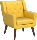 Accent Chair Button-Tufted Upholstered Living Room Chairs Comfy Reading Chair Mid Century Modern Chair with Linen Fabric Lounge Arm Chairs for Living Room Bedroom (Yellow Set of 2) by CozyNest Decor