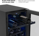 Zephyr Brisas 15 Inch Slim Wine Fridge Single Zone Under Counter - Narrow Mini Wine Cooler Small Cabinet Wine Refrigerator Home Bar Freestanding with Glass Door - 28 x 750ml Bottles by CozyNest Decor