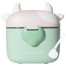 Bebamour Baby Formula Dispenser On The Go, Formula Container to Go, Formula Holder for Travel, Candy Fruit Snack Storage Container with Scoop and Leveller (Light Green Cow) by TinyTreasures Baby Boutique