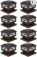 Solar Post Cap Lights Bronze Fence Deck Post Light Solar Powered Fit 3.5x3.5 4x4 5x5 Wooden Posts 8 Packs by GreenHaven Gardens
