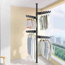 Telescopic Clothes Drying Rack, Floor to Ceiling, 4 Adjustable Arms, 360° Rotating, 43-122 inches, Black by CozyNest Decor