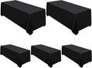 Surmente 5 Pack Black Tablecloth 90 x 156-inch Rectangular Polyester Table Cloth for Weddings, Banquets, or Restaurants by CozyNest Decor