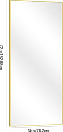 30x72inch Bathroom Mirror, Gold Rectangle Mirror with Thin Metal Frame, Large Rectangular Wall Mirrors for Bathroom, Living Roomm, Hair Salon, Big Farmehouse Mirror Hang Horizontal/Vertical by CozyNest Decor