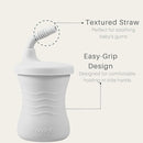 PandaEar Silicone Training Cup, 3 Pack Baby Drinking Sippy Cups with Straw for Baby and Toddler 6 Months+ (Brown/Pink/Gray) by TinyTreasures Baby Boutique
