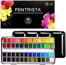Watercolor Paint set, 48 Colors Premium Solid Watercolor Half Pans in Tin Box, 1 refillable Water Brush Pen, Art Pigment Kit Perfect for Artists Students Kids Beginners and Art Lovers by TinyTreasures Baby Boutique