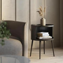 Modern Side Table,Round end Table with Open Storage,Metal nightstand,Bedside Table for Living Room,Bedroom by CozyNest Decor