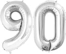 GOER Number 90 Balloons for 90th Birthday Party Decorations,42 Inch Jumbo Foil Helium Balloons for 90th Anniversary (Silver) by TinyTreasures Baby Boutique