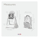 KÜB 3-in-1 Foldable Baby High Chair, 7 Height & 4 Recline Adjustable Seat & Tray for Easy Clean, 2 Locking Wheels, Multifunctional Infant High Chairs for Babies and Toddlers (Grey, with Toys) by TinyTreasures Baby Boutique