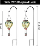 2PC Hot Air Balloon Solar Lantern with 2PC Shepherd Hook, Flickering Flame Hanging Solar Lanterns Outdoor Lights Waterproof Lanterns Decorative Garden Patio Yard Party Decor (Bees) by GreenHaven Gardens