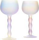 Iridescent Squiggle Stemmed Wine Glasses Set Of 2 By Elegant Squiggly Curvy Glasswar by The Wine Savant