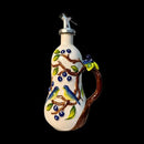 18 Oz Hand Painted Relief Ceramic Olive Oil Bottle Dispenser for Kitchen, Oil and Vinegar Bottle, Seasoning Bottle with Stainless Steel Nozzle, 540mL Oil Container with Handle for Cooking, Light Proof by CozyNest Decor