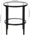 Henn&Hart 20" Wide Round Side Table with Glass Shelf in Blackened Bronze, Table for Living Room, Bedroom by CozyNest Decor