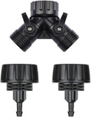 1/4 Inch Drip Irrigation Tubing Fitting to Faucet Adapter Connector, 2 Way Y Splitter for 3/4" Inch Garden Hose to 1/4 Inch Drip Irrigation Hose by GreenHaven Gardens