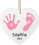 Baby Hand and Footprint Ornament - Baby's Frist Christmas Ornament with Photo, Name, Date - Personalized Baby Gifts, Newborn Keepsake, New Mom Gifts by TinyTreasures Baby Boutique