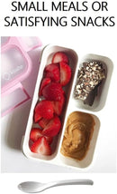 Kids Glitter Snack Container - Mini Bento Lunch-Box, Small Leakproof Container Boxes for Toddlers Girls Snacks Lunches, 3 Compartment - School Daycare Portion Containers, Pink Purple Sparkle Set of 2 by TinyTreasures Baby Boutique