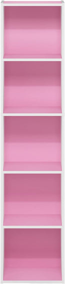 Furinno Luder Bookcase / Book / Storage, 5-Tier Cube, Pink/White by TinyTreasures Baby Boutique