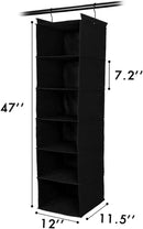 MAX Houser 6 Tier Shelf Hanging Closet Organizer, Closet Hanging Shelf with 2 Sturdy Hooks for Storage, Foldable (Black) by CozyNest Decor