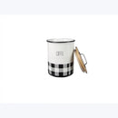 Young's Inc. 4 Pcs Set Plaid with Bamboo Lids Ceramic Canisters- Storage Container for Kitchen and Bathroom - Beautiful Home Decor Accent to Store Food, Coffee, Tea, and More - Black, White by CozyNest Decor