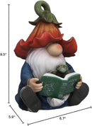 Garden Gnome Statue-Resin Gnome Figurine Hugging Turtle Reading Book with Solar LED Lights，Outdoor Summer Decorations for Patio Yard Lawn Porch,Garden Ornament Gift by CozyNest Decor
