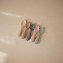 mushie Silicone Toddler Starter Spoons | 2 Pack (Blush/Shifting Sand) by TinyTreasures Baby Boutique