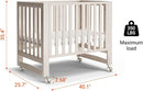 EvoNest Baby Crib, 6 in 1 Convertible Mini Crib with Wheels, 100% New Zealand Solid Wood Growing Bed, 4 Adjustable Mattress Height，Washed Natural by TinyTreasures Baby Boutique