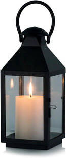 NUPTIO Black Decorative Candle Lantern: Metal Pillar Candle Holders for Table Centerpiece - 10.2in Tall Hanging Lanterns for Outdoor Wedding Party Home Living Room Fireplace Decor by CozyNest Decor