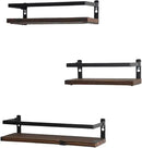 Floating Shelves Rustic Wood Wall Mounted Shelf Practical Metal Fence Design Ideal for Bedroom, Bathroom, Kitchen Set of 3(Brown) by CozyNest Decor