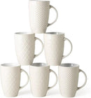 AmorArc Extra Large Coffee Mugs Set of 6, 20oz Ceramic Tall Coffee Mugs Set with Textured Geometric Patterns for Coffee/Tea/Beer/Hot Cocoa, Dishwasher & Microwave Safe,Beige by CozyNest Decor