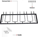Wine Glass Rack - Under Cabinet Stemware Wine Glass Holder Glasses Storage Hanger 2 Pack Metal Organizer for Bar Kitchen 5 Rows Black