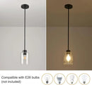 Black Pendant Lights Kitchen Island - Seeded Glass Pendant Light Fixture Multiple Stems Rods (3 Pack with Rod seeded Glass) by CozyNest Decor