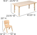 Flash Furniture Emmy Adjustable Classroom Activity Table with 6 Stackable Chairs, Plastic Activity Table for Kids, 23.625" W x 47.25" L, Natural by CozyNest Decor