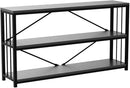 LVB Black Console Table, Modern Entryway Table for Hallway Living Room, Industrial Sofa Table Behind Couch, Farmhouse Wooden Metal Entry Table for Foyer with 3-Tier Storage Shelves, Black Oak, 55 Inch by CozyNest Decor