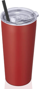 VEGOND 20oz Tumbler Bulk with Lid and Straw 1 Pack, Stainless Steel Vacuum Insulated Tumbler, Double Wall Coffee Cup Travel Mug, Red by TinyTreasures Baby Boutique