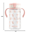 Evorie Tritan Spill Proof Toddler Straw Sippy Cup, 10 oz for Baby and Toddlers 1-3 Years Old, No Spill Straw Water Bottle with Removable Handles, Ideal for School, BPA-Free, Pink Rabbit by TinyTreasures Baby Boutique