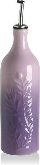Sweejar Large Olive Oil Dispenser Bottle with Spout, 24 Oz Ceramic Dispenser for Kitchen, Relief Opaque Cruet, Container for Cooking, EVOO, Avocado Oil, Vinegar, Pack of 1(GradientPurple) by CozyNest Decor