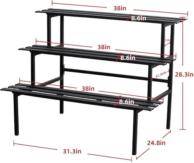 Versatile 3-Tier Metal Plant Stand, Ladder Designed, Heavy-Duty Utility Storage Rack for Indoor & Outdoor Use, Decorative Plant Display for Home, Garden, Patio, and Balcony., photo 3 of 7
