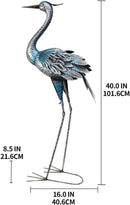 Crane Garden Decor Statue, Blue Heron Garden Statue Metal Yard Art Outdoor Decoy, Garden Sculptures & Statues for Yard/Garden/Lawn/Pond/Outdoor Decoration, 1Pc by GreenHaven Gardens