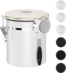 ShanSon Coffee Canister Airtight Coffee Container Stainless Steel Coffee Bean Storage Container with CO2 Release Valve and Scoop Coffee Canister for Beans,Grounds,Sugar,Flour,Tea,Cereal,16OZ,Off-White by CozyNest Decor