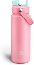 Insulated Water Bottle with Straw Stainless Steel Water Bottle, Leak-Proof, BPA-Free, Double Wall Vacuum Keeps Cold for 24 Hours for Sports, Travel, School (32 oz, Tulip) by CozyNest Decor
