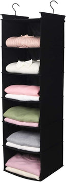 MAX Houser 6 Tier Shelf Hanging Closet Organizer, Closet Hanging Shelf with 2 Sturdy Hooks for Storage, Foldable (Black) by CozyNest Decor