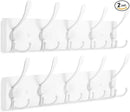 2pcs Coat Rack Wall Mount Coat Hooks Wooden Hat Rack for Wall Hooks Pine Real Wood Plank 16.9" White Coat Hanger with 5 White Triple Hooks for Hanging Coat Hat Jacket by CozyNest Decor