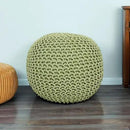 REDEARTH Round Pouf Foot Stool Ottoman - Cotton Knitted Cord Boho Pouffe - Cable Poof Filled Footrest Stuffed for Living Room - Nursery - Bedroom - Patio - Lounge (19.5"x19.5"x14") - Kiwi by CozyNest Decor