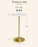 Masupu Drink Table, Round Side Table for Small Spaces, Pedestal Side Table, Small End Table with Metal Base, for Living Room, Bedroom, Bathroom, White Gold by CozyNest Decor