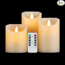 Tappovaly Flameless Flickering Battery Operated Candles 3pack Real Wax Pillar LED Candles with 10-Key Remote Control and 24 Hours Timer for Wedding, Party, Home Decoration (Ivory) by GreenHaven Gardens