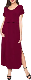 Smallshow Women's Maternity Nursing Dresses Split Long Dress for Breastfeeding by TinyTreasures Baby Boutique