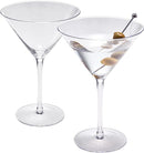 Crystal Martini Glass Set Of 2 10OZ Classic Luxury Cocktail With Bar Spoon Olive Picks Premium Hand by The Wine Savant