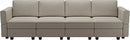 Belffin Modular Sofa Couch with Storage Seats Sectional Sofa Velvet Sofas for Living Room Grey by CozyNest Decor