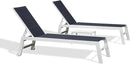 PURPLE LEAF Outdoor Chaise Lounge Set Oversize Adjustable Sunbathing Recliner Extra Wide Lounge Chairs with Side Table for Poolside Beach Outside Patio Aluminum Chaise Lounger Navy Blue by GreenHaven Gardens